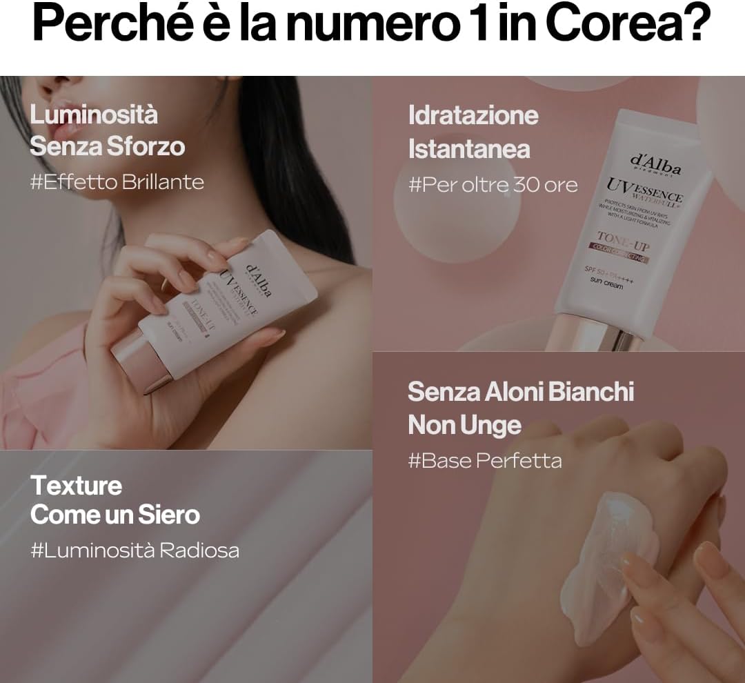 d'Alba Crema solare tone-up Waterfull SPF50+ al Tartufo Bianco Italiano
